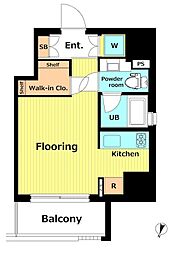 コンシェリア恵比寿 4階ワンルームの間取り