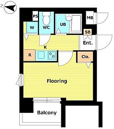 メインステージ南麻布2 1Kの間取図画像