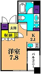 グラーサ三番町 2階ワンルームの間取り