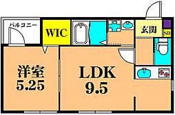グランツラウム創美舎II 1階1LDKの間取り