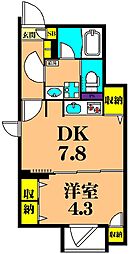 JR横須賀線 西大井駅 徒歩6分の賃貸マンション 1階1DKの間取り