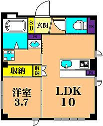 グランリュクス東大井 1LDKの間取図画像