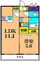 ピソアルセ品川 1LDKの間取図画像