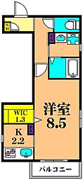 グランディールG・S・A 1Kの間取図画像