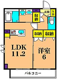 ピソアルセ品川 1LDKの間取図画像