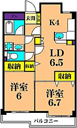 ヴェラロングウェール 2LDKの間取図画像