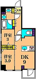 ブランシエスタ品川大井町パークエッジ 2DKの間取図画像