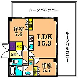 パシフィックレジデンス目黒本町 2LDKの間取図画像