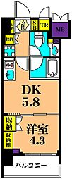 ルフォンプログレ西大井プレミア 1DKの間取図画像