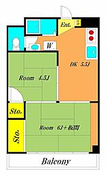 メゾン安田 3階2DKの間取り