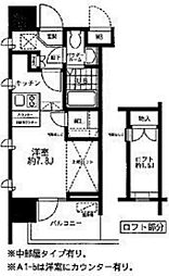 レジディア大森東 2階ワンルームの間取り