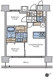 エスティメゾン大森 13階2LDKの間取り