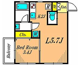 アヴァロン大森西 3階1LKの間取り
