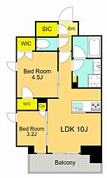 シーズンフラッツ大森ブライト 7階2LDKの間取り