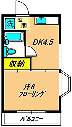アイビーアレイ山王 1Kの間取図画像