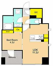 パウロニア東大井 1LDKの間取図画像