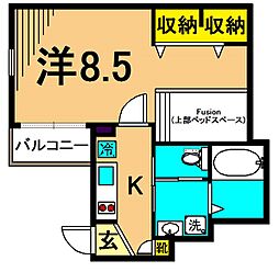 チェリーコーポII 1階1Kの間取り
