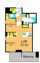 Brillia ist 大井町 12階2LDKの間取り