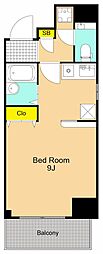 レジディア大井町 7階ワンルームの間取り
