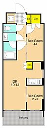 パークアクシス品川南大井パークフロント 2LDKの間取図画像