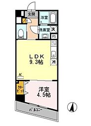 エスポワール多摩川 3階1LDKの間取り