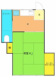 目黒グリーンヴィラ 1階1Kの間取り