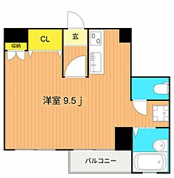 ステラK 1階ワンルームの間取り
