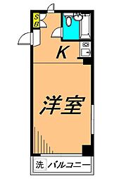 Kハイム目黒 2階ワンルームの間取り