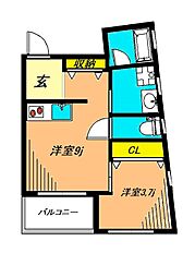 KuKuna大森 1LDKの間取図画像
