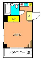 サンハイツ洗足 ワンルームの間取図画像