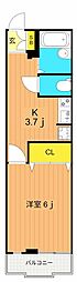 フラッツ東亜 1Kの間取図画像