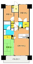 オーベルグランディオ品川勝島 3LDKの間取図画像
