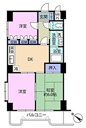 ニシケンハイツ蕨 3DKの間取図画像