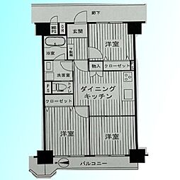 ハイネス川口 3DKの間取図画像
