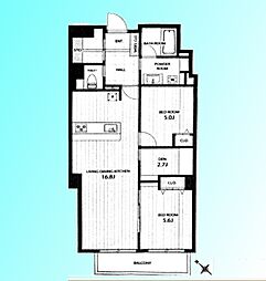 わらびユーアイハイツ 2SLDKの間取図画像