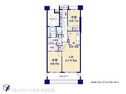 パークスクエア川口 2LDKの間取図画像