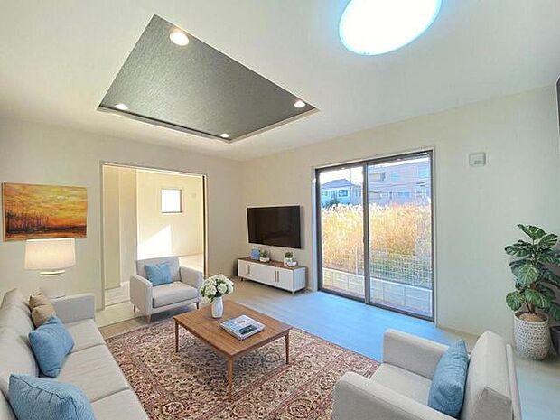 家族団らんの時間も増えそうなく CGで家具を配置しております。家具配置のイメージにご覧ください。 つろぎのＬＤＫ。 