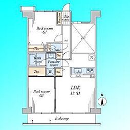 シャルム東川口壱番館 2LDKの間取図画像