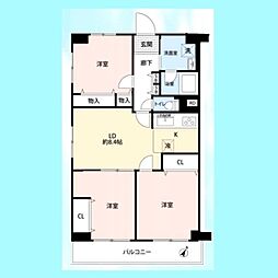 ベルエア第一川口 3LDKの間取図画像