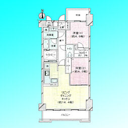 ライオンズマンション浦和第5 2LDKの間取図画像
