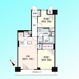 ライオンズシティ蕨 2LDKの間取図画像