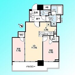 シティタワー蕨 2LDKの間取図画像