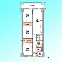 ライオンズマンション川口第8 3DKの間取図画像