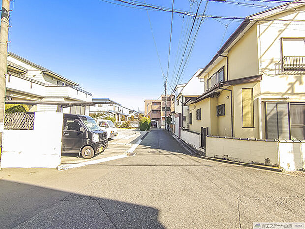 西側公道から私道入口から奥の状況