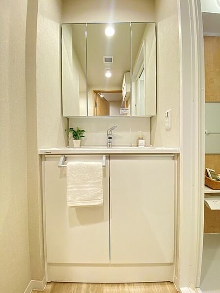 お出かけ前の身だしなみに一歩差がつく三面鏡。