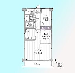 ルーセル南浦和 2LDKの間取図画像