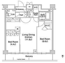 東急田園都市線 池尻大橋駅 徒歩9分の賃貸マンション 2階2LDKの間取り