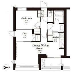 東急東横線 田園調布駅 徒歩6分の賃貸マンション 2階1SLDKの間取り