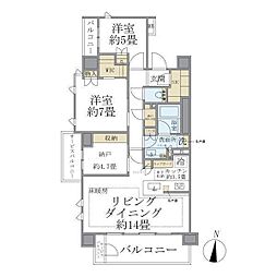 東急田園都市線 桜新町駅 徒歩9分の賃貸マンション 7階2SLDKの間取り