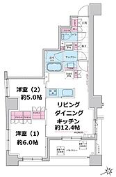 ステラメゾン三軒茶屋 10階2LDKの間取り